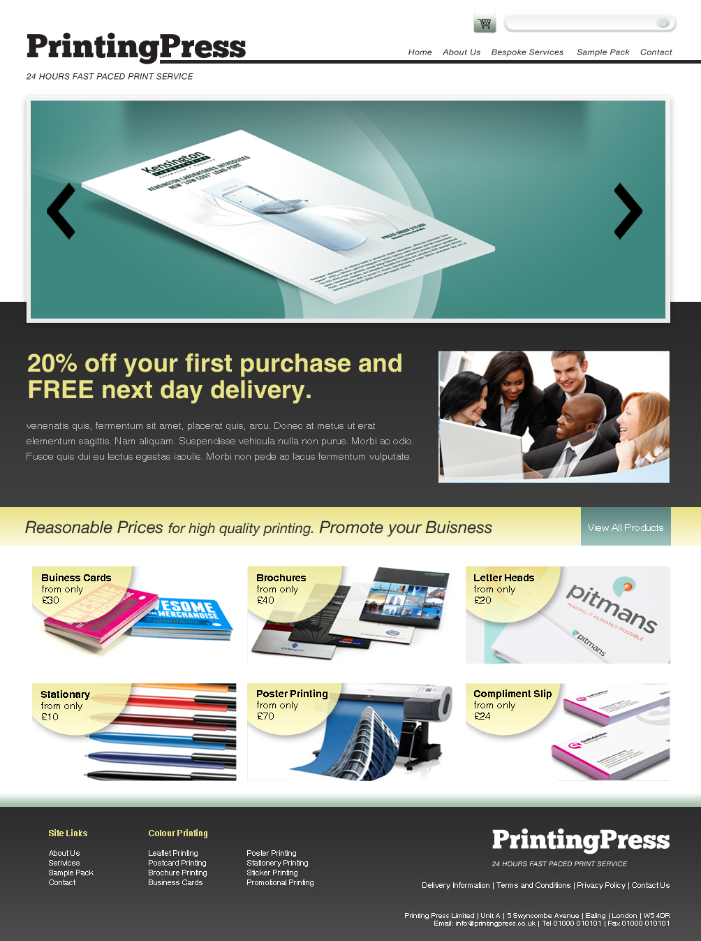 Printing Press Company: Web site design concept
